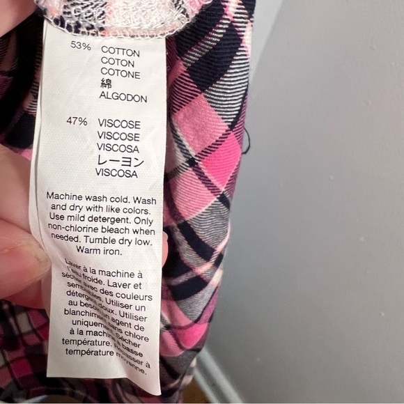 Gap Boyfriend Fit Button Down Shirt Pink Plaid - Picture 10 of 10
